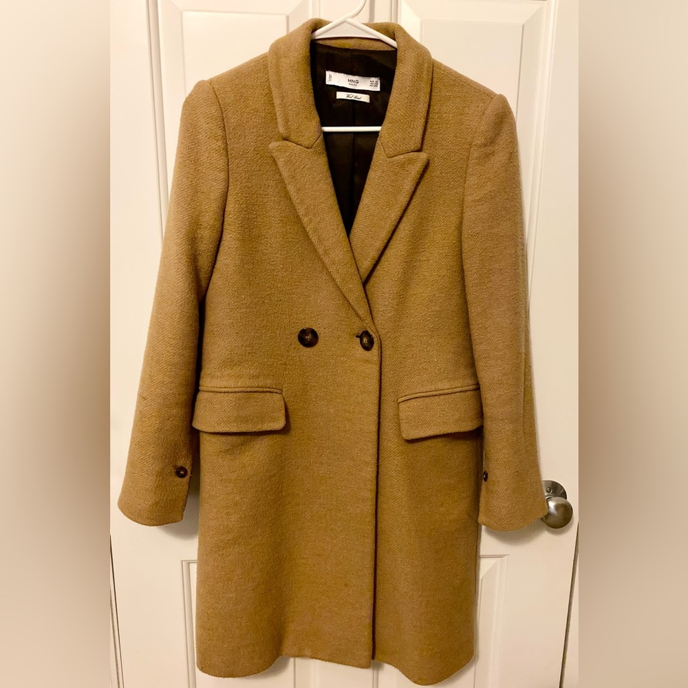 Mango wool blended pea coat/ wool coat caramel/ tan